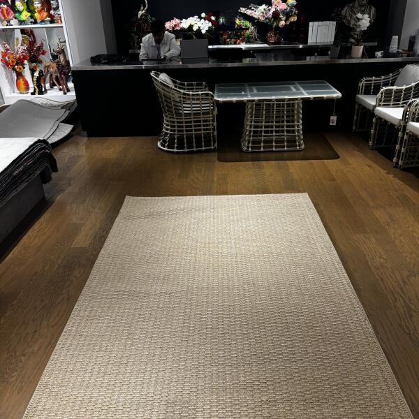 Natural Beige Textured Area Rug – Woven Neutral Modern Design