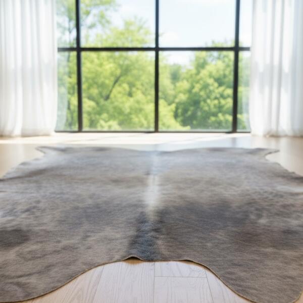 Natural Gray & Brown Cowhide Rug – Genuine Leather Area Rug
