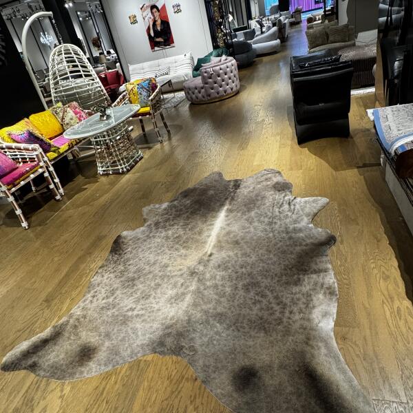 Natural Gray & Brown Cowhide Rug – Genuine Leather Area Rug