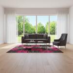 Neon Noir Patchwork Rug – Handmade Fuchsia & Charcoal Carpet