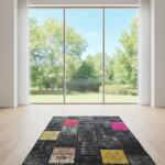Noir Spectrum Rug – Handwoven Black Patchwork Vintage Carpet
