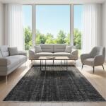 Obsidian Plain Rug – Handmade Dark Grey Minimalist Carpet