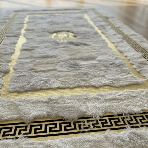 Opulent Gold Trim Luxury Fur Rug