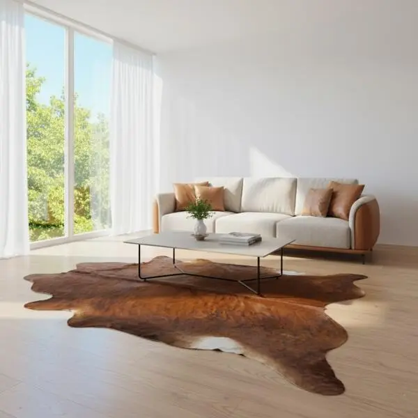 Premium Brown Cowhide Rug – Genuine Leather Area Rug