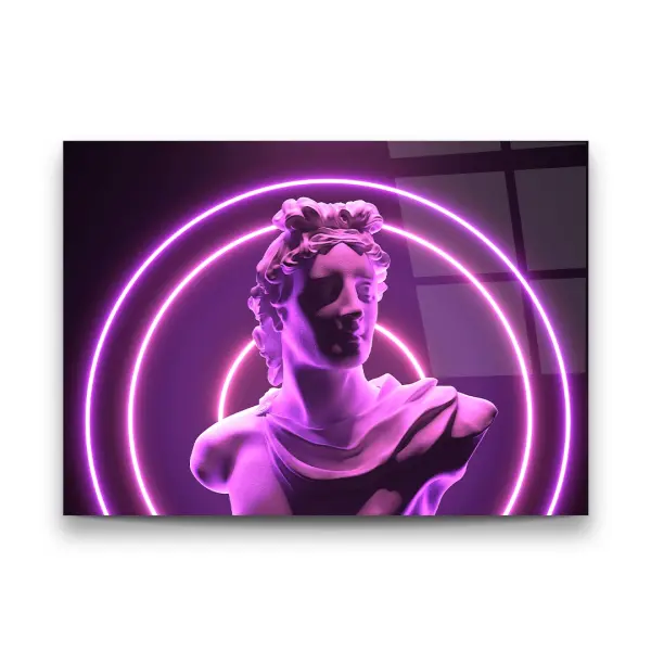 Neon Statue - Horizontal Wall Glass Art