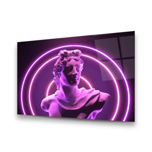 Neon Statue - Horizontal Wall Glass Art