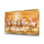 White Horses of the Sun - Premium Tempered Glass Wall Art Horizontal