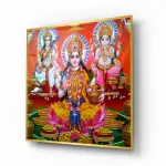 Divine Durga on Tiger - Premium Tempered Glass Wall Art Square