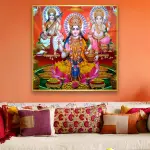 Divine Durga on Tiger - Premium Tempered Glass Wall Art Square