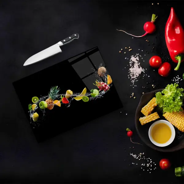 Shatterproof Tempered Glass Cutting Board - 17 inc x 12 inc Stylish and Durable Kitchen Essential