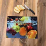 Tempered Glass Cutting Board - 12" x 17" Durable Shatterproof Kitchen Tool with Mixed Fruits Splash Design | Perfect Gift for Mother’s Day, Christmas, and Housewarming