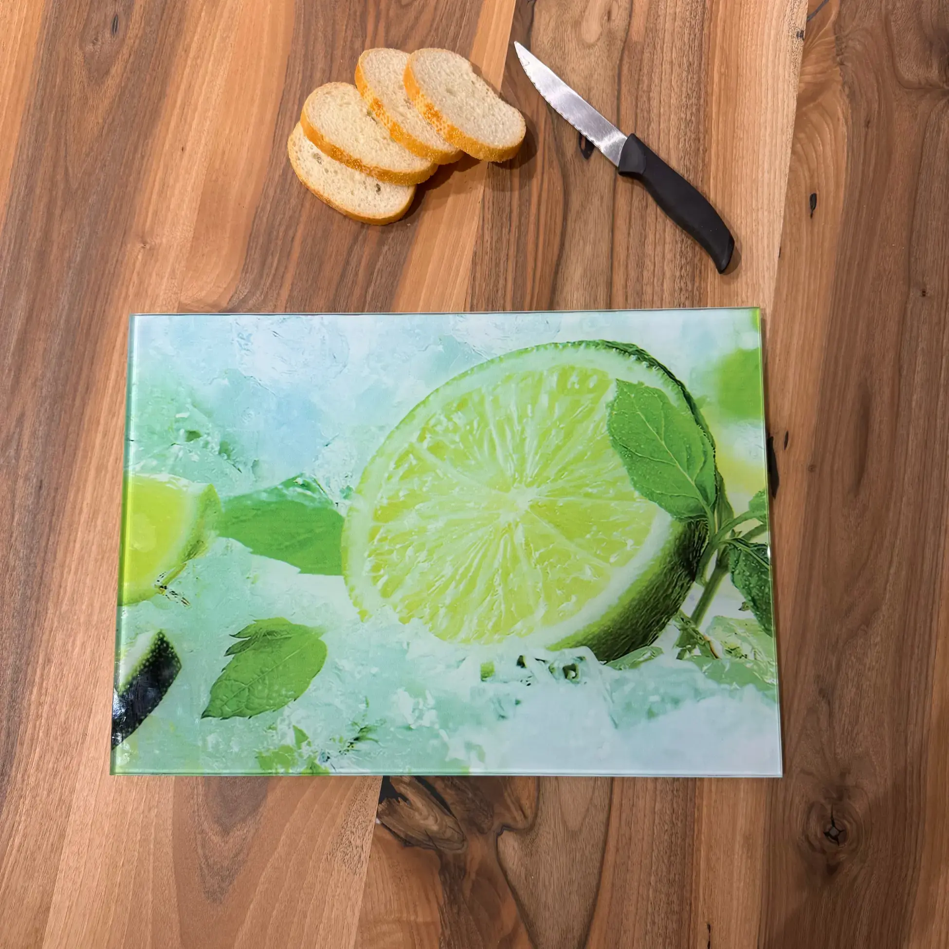Tempered Glass Cutting Board - 12" x 17" Durable Shatterproof Kitchen Tool with Lime Design | Perfect Gift for Mother’s Day, Christmas, and Housewarming