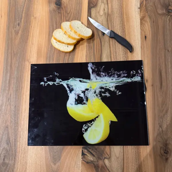 Tempered Glass Cutting Board - 12" x 17" Durable Shatterproof Kitchen Tool with Lemon Design | Perfect Gift for Mother’s Day, Christmas, and Housewarming