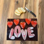 Tempered Glass Cutting Board - 12" x 17" Durable Shatterproof Kitchen Tool with Love and Heart Cookie Design | Perfect Gift for Mother’s Day, Christmas, and Housewarming