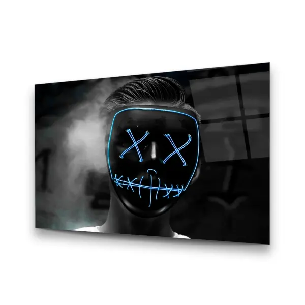 Led Masked Man - Horizontal Wall Glass Art