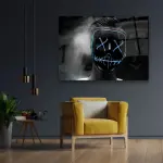 Led Masked Man - Horizontal Wall Glass Art