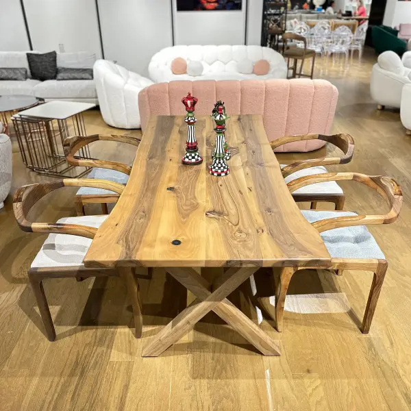 Century Walnut Dining Table - Handcrafted Rustic Elegance | 75" x 35" x 30"