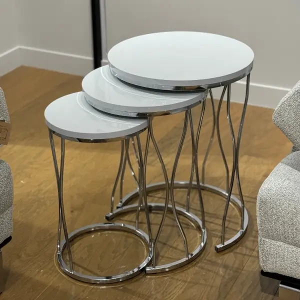 Ferozzi ST-3 Zigon Coffee Table Set - 3 Piece Modern Nesting Table with Metal Legs