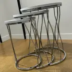 Ferozzi ST-3 Zigon Coffee Table Set - 3 Piece Modern Nesting Table with Metal Legs