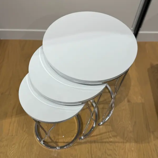 Ferozzi ST-3 Zigon Coffee Table Set - 3 Piece Modern Nesting Table with Metal Legs