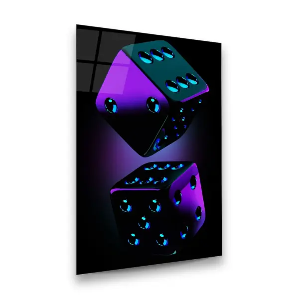 Purple Dice - Rectangle Wall Glass Art
