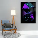 Purple Dice - Rectangle Wall Glass Art