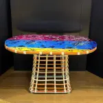 Ferozzi Lake Lanier Colorful Rattan Indoor & Outdoor Seating Set - 4-Piece Set with UV-Printed Glass Table