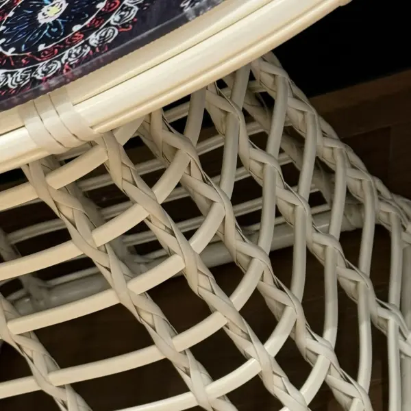 Ferozzi Midnight Mosaic Rattan Seating Set - 4-Piece with UV-Printed Glass Table