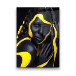 Yellow Striped Woman - Rectangle Wall Glass Art
