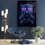 Panther Illustration - Rectangle Wall Glass Art