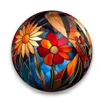 Floral Stained - Circle Wall Glass Art