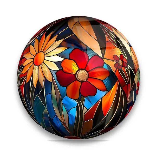 Floral Stained - Circle Wall Glass Art