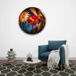 Floral Stained - Circle Wall Glass Art