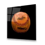 Orange Vintage Baseball - Square Wall Glass Art