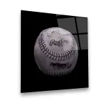White Vintage Baseball - Square Wall Glass Art
