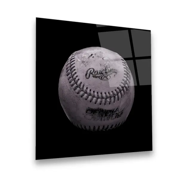 White Vintage Baseball - Square Wall Glass Art
