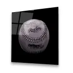 White Vintage Baseball - Square Wall Glass Art