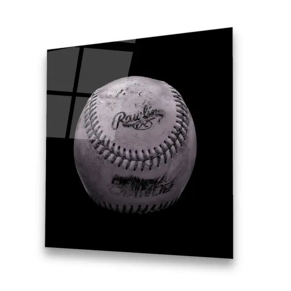 White Vintage Baseball - Square Wall Glass Art