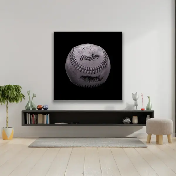 White Vintage Baseball - Square Wall Glass Art