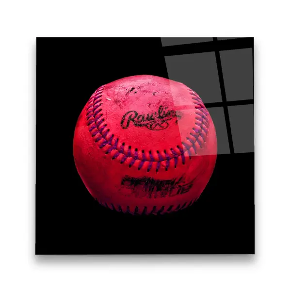 Pink Vintage Baseball - Square Wall Glass Art