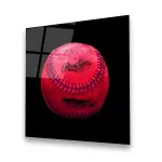 Pink Vintage Baseball - Square Wall Glass Art