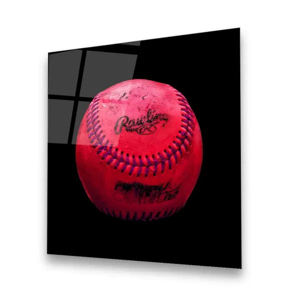 Pink Vintage Baseball - Square Wall Glass Art