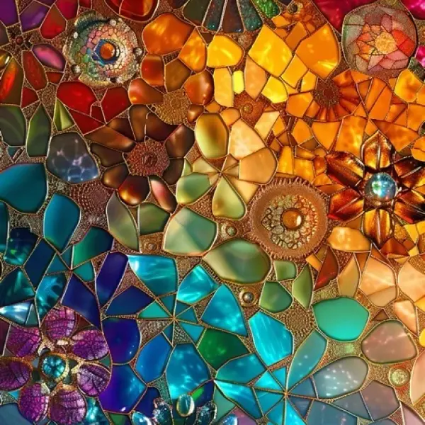 colorful mosaic - Rectangle Wall Glass Art