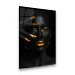 Gold Themed Woman - Rectangle Wall Glass Art