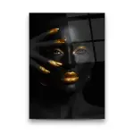 Gold Themed Woman - Rectangle Wall Glass Art