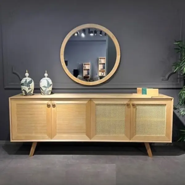 Ferozzi Valencia Rattan Console Table And Mirror