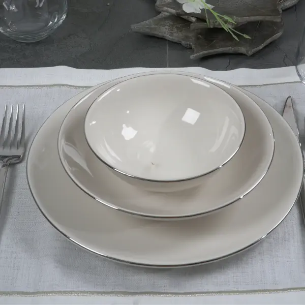 Deniz 28-Piece Platinum Gilded Dinner Set