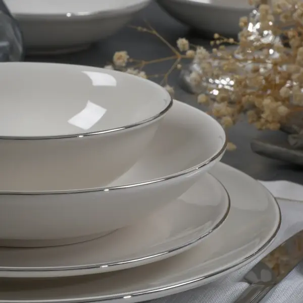 Deniz 28-Piece Platinum Gilded Dinner Set