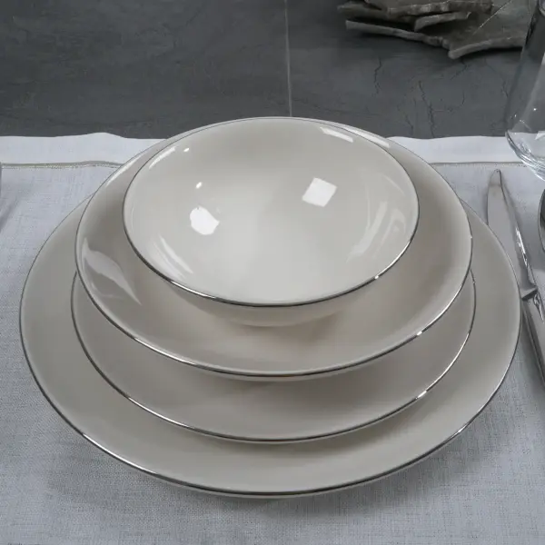 Deniz 28-Piece Platinum Gilded Dinner Set