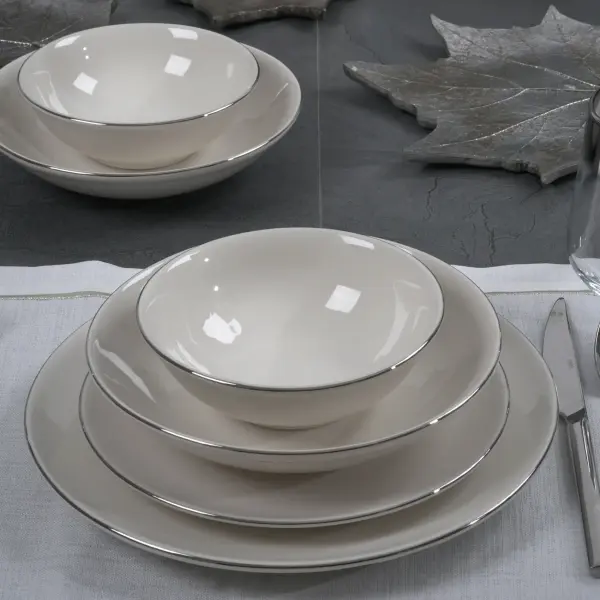 Deniz 28-Piece Platinum Gilded Dinner Set